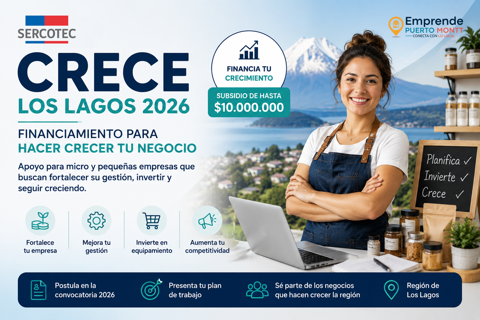 Crece Sercotec Los Lagos 2026: financiamiento para hacer crecer tu negocio